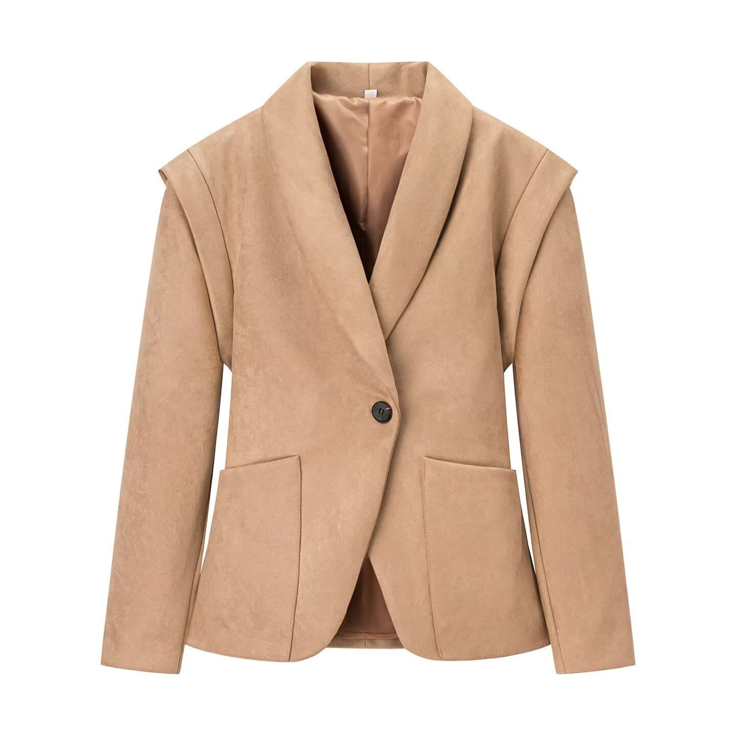 Saco retro de ante con cintura controlada y cordones