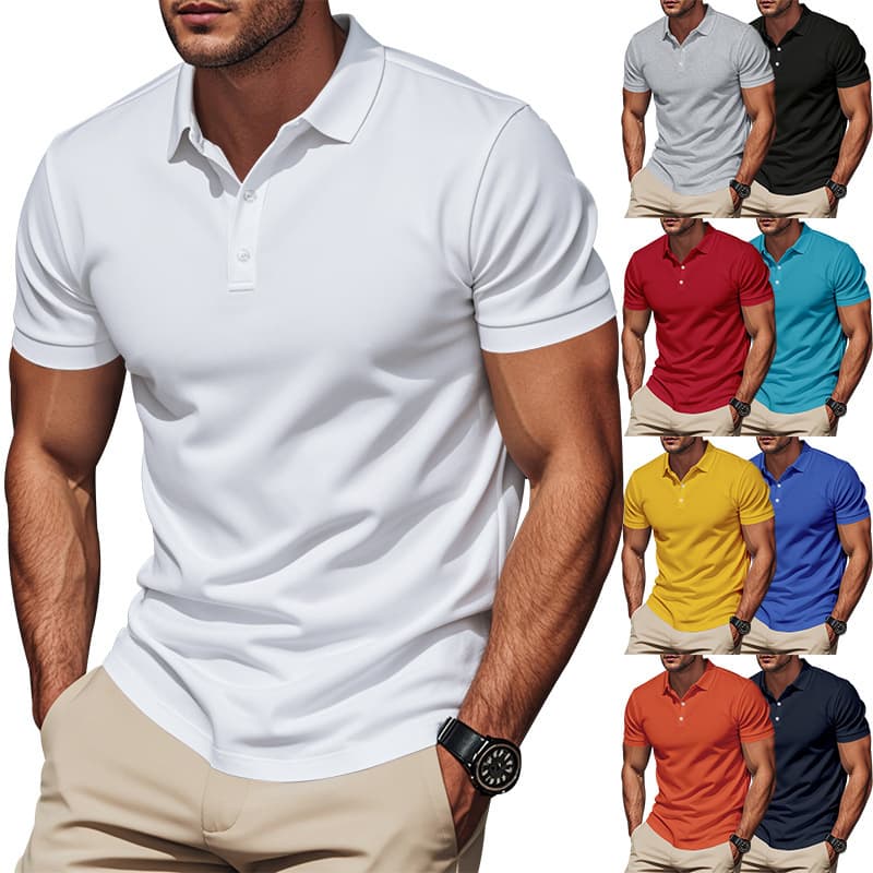 Camiseta caballero de manga corta con cuello, holgada