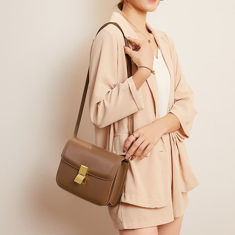 Bolso retro mensajero cuero, hombro mano