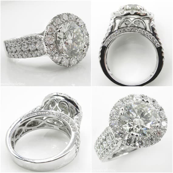 Anillo de circonio pavé completo con chapado de plata