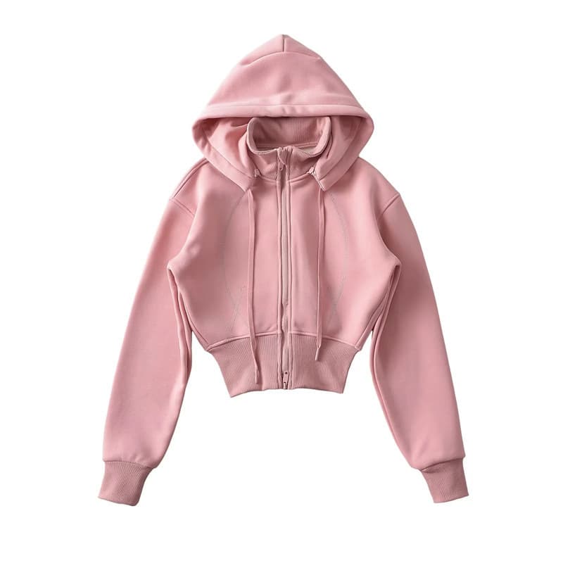 Sudadera de algodón con capucha desmontable y cuello de pie