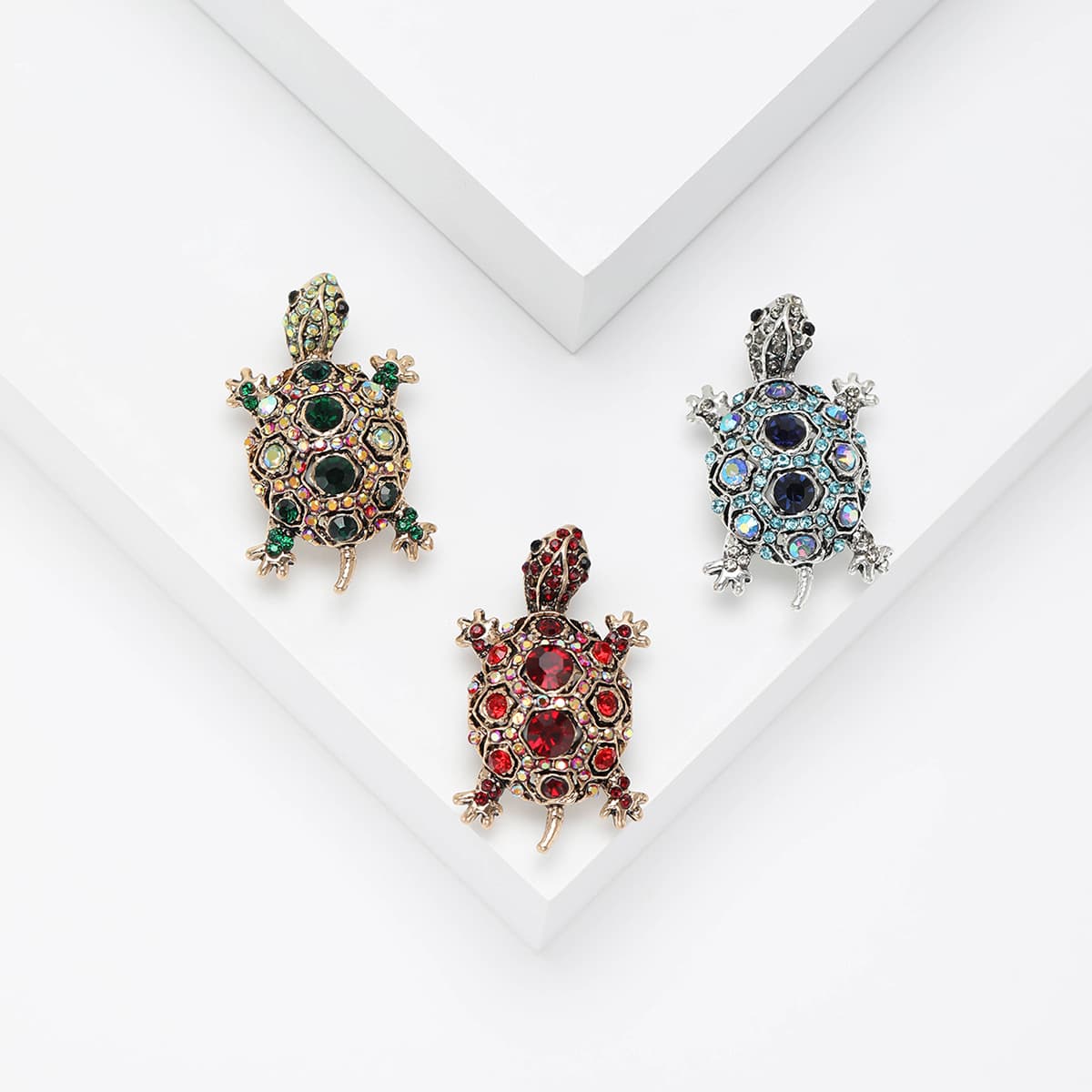 Broche de tortuga con brillantes, estilo retro y elegante