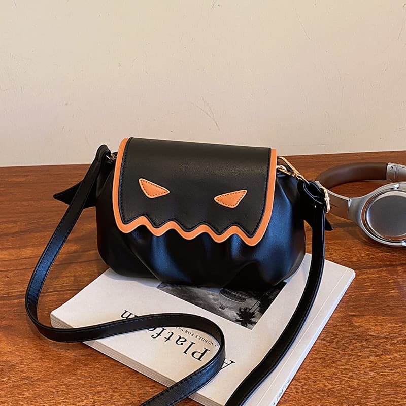 Bolsa bandolera de calabaza Halloween con alas