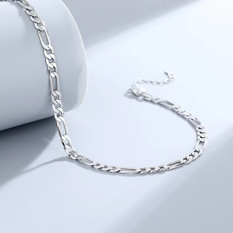 Pulsera de plata esterlina 925 con eslabones figaro