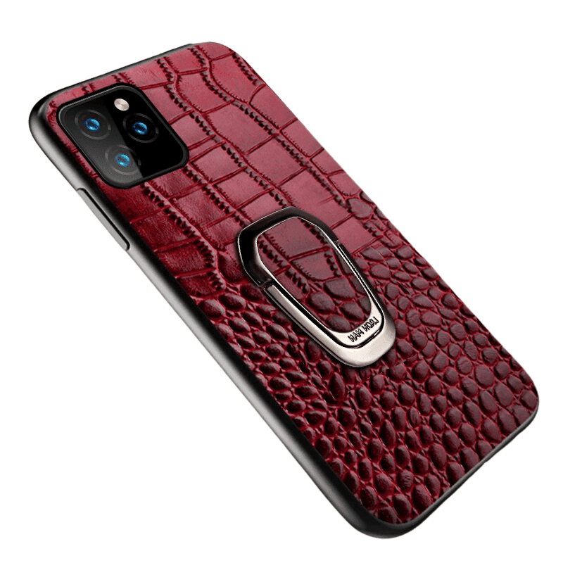 Funda de cuero para teléfono con soporte