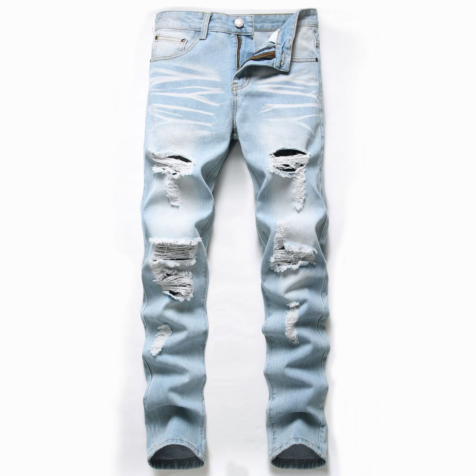 Jeans slim rectos rotos para hombre