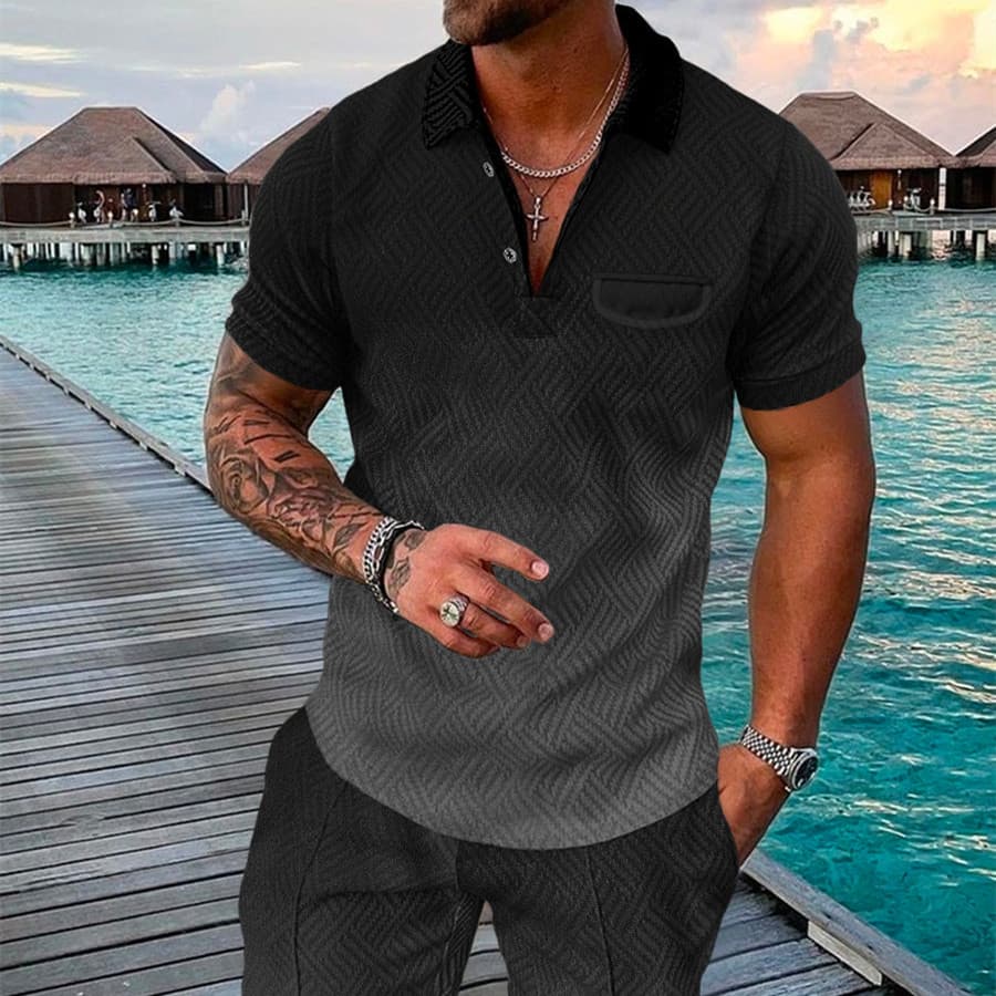 Conjunto de verano para hombre camisa y shorts estampado