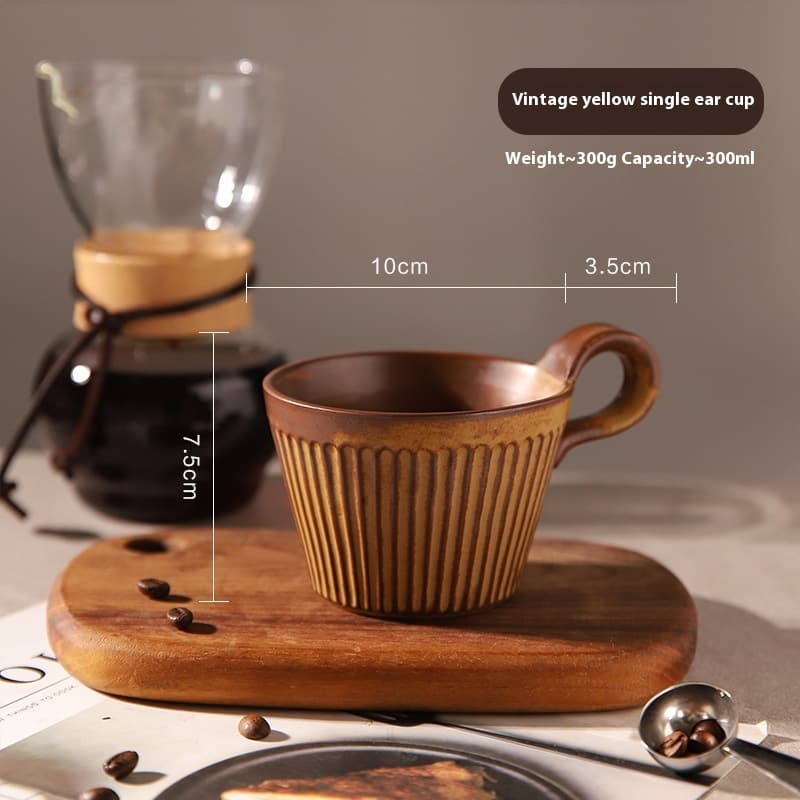 Taza de café cerámica vintage con asa