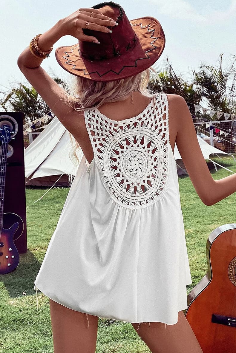 Blusa de encaje calado con estampado para mujer