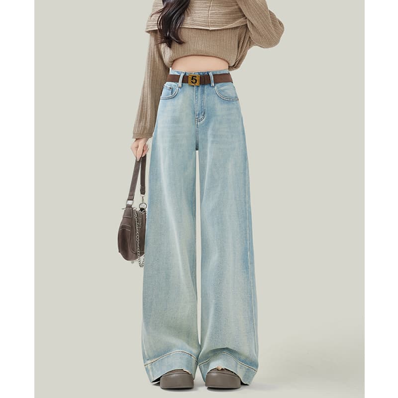 Jeans cintura alta color claro