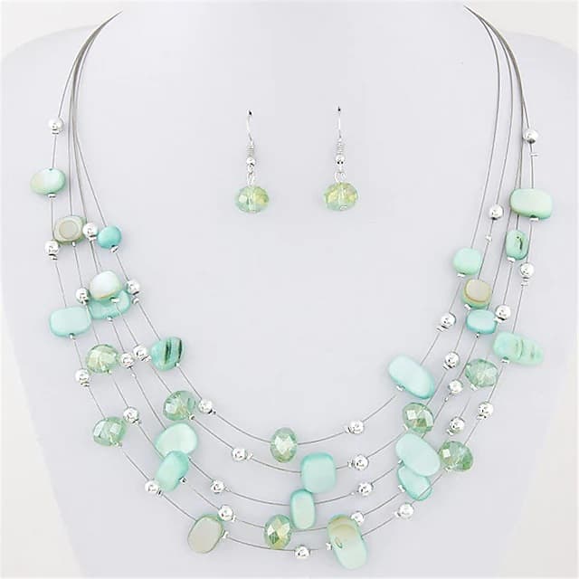 Collar y aretes colgantes de cristal para mujer