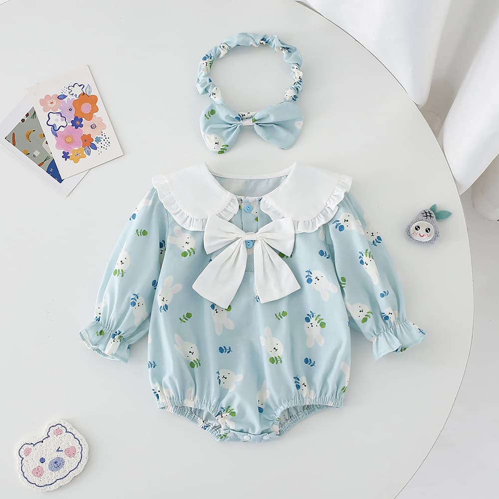 Mameluco azul infantil con mangas largas