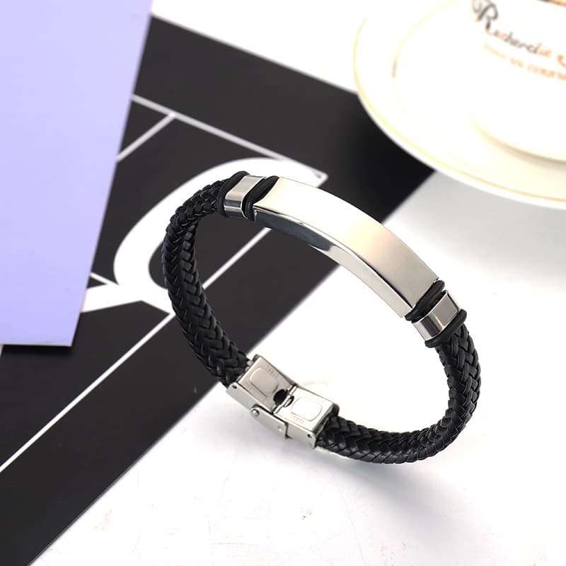 Pulsera de cuero tejido estilo retro