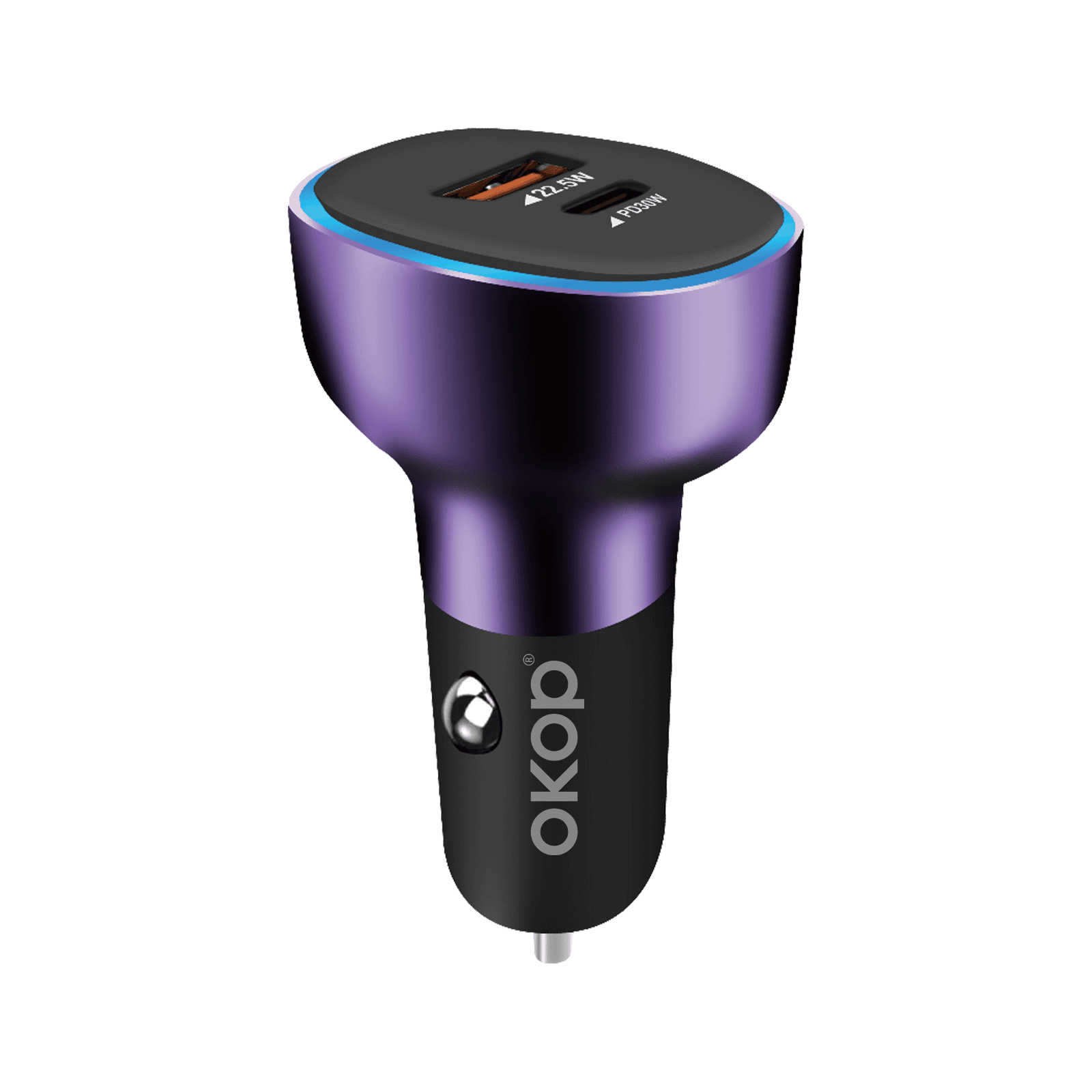 Cargador de auto dual USB-A y USB-C de carga rápida