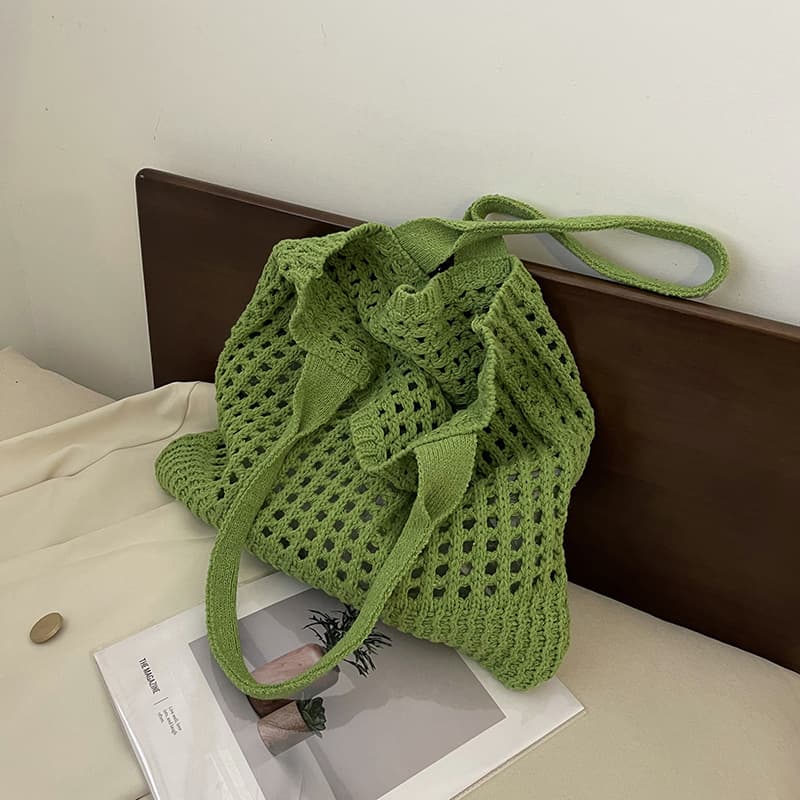 Bolso tejido hueco de gran capacidad con asa única