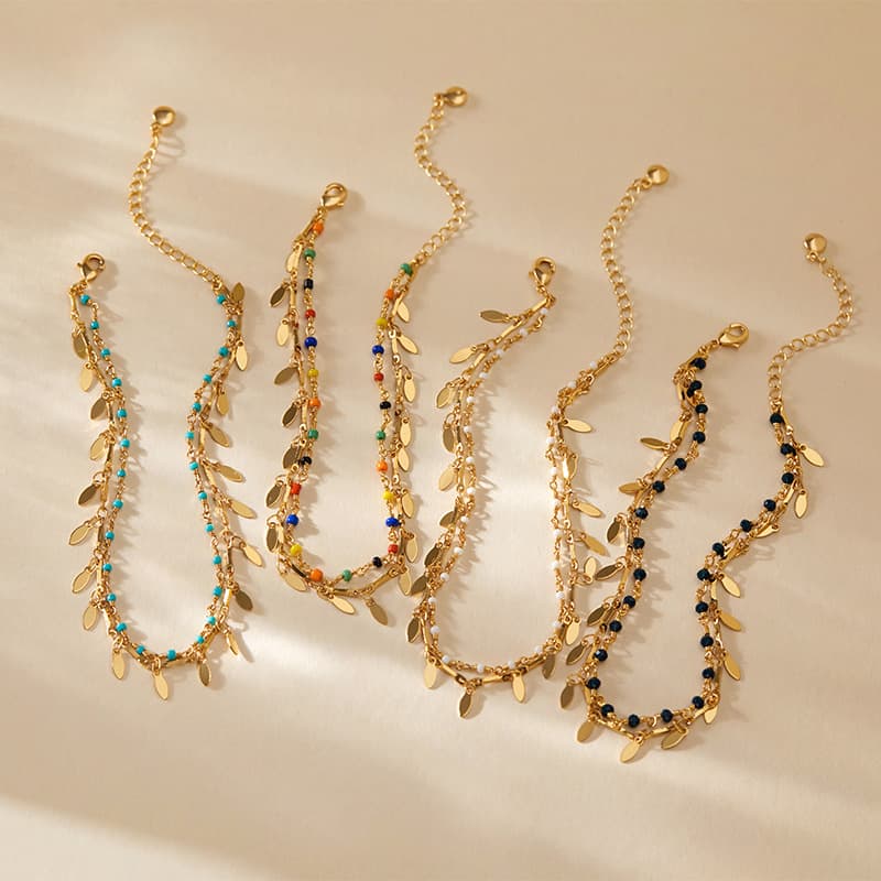 Tobillera cobre con chapado en oro 18K