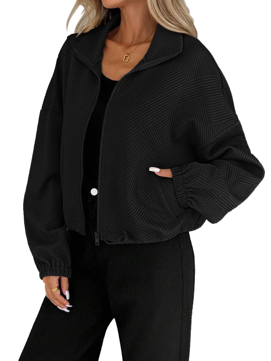 Chaqueta deportiva mujer estilo béisbol, cuello alto y bolsillos