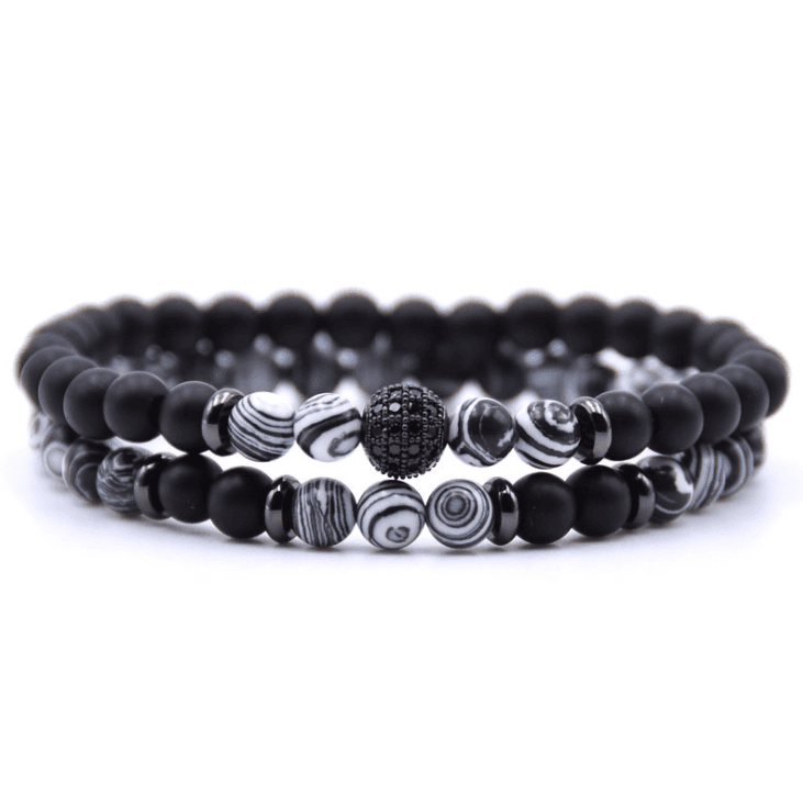 Pulsera de piedra natural 6mm con microincrustaciones