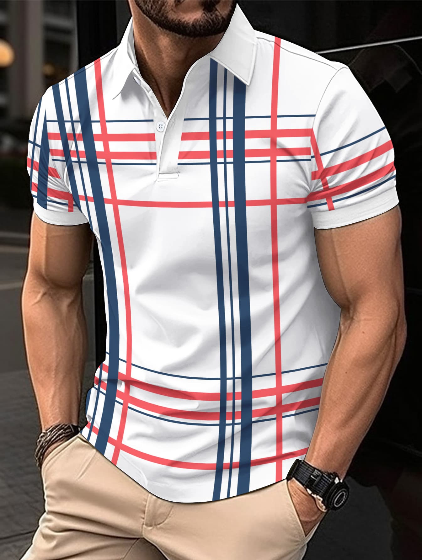 Camisa deportiva hombre cuadros slim fit