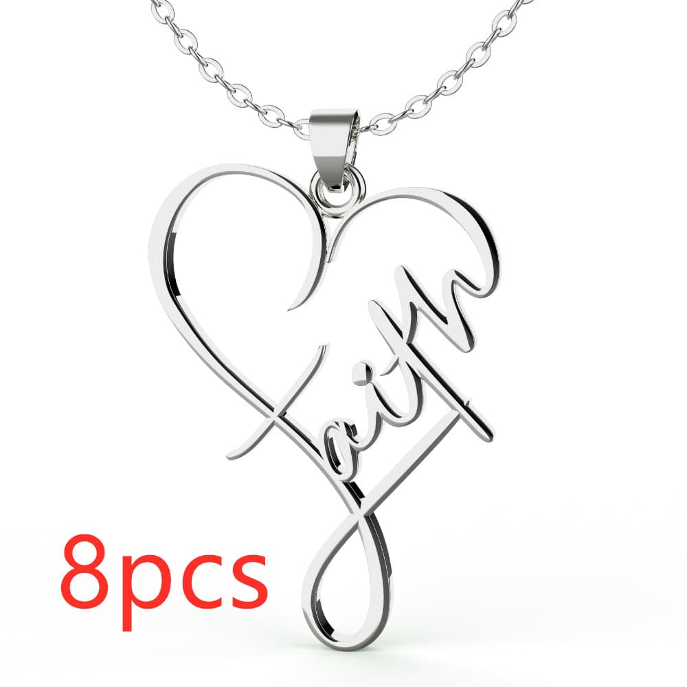 Collar de corazón de fe estilo europeo americano