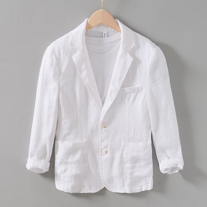 Traje de lino retro con cuello plano fácil de combinar