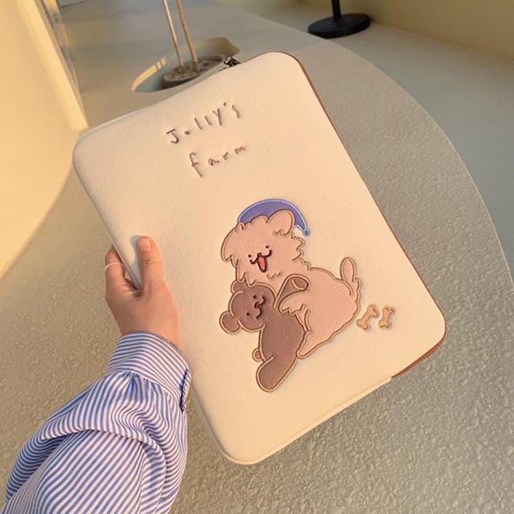 Funda para laptop bordada con diseños de animales