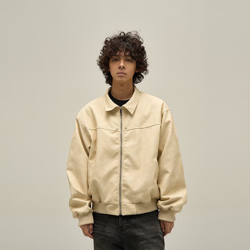 Chaqueta estilo retro americano marrón para hombre