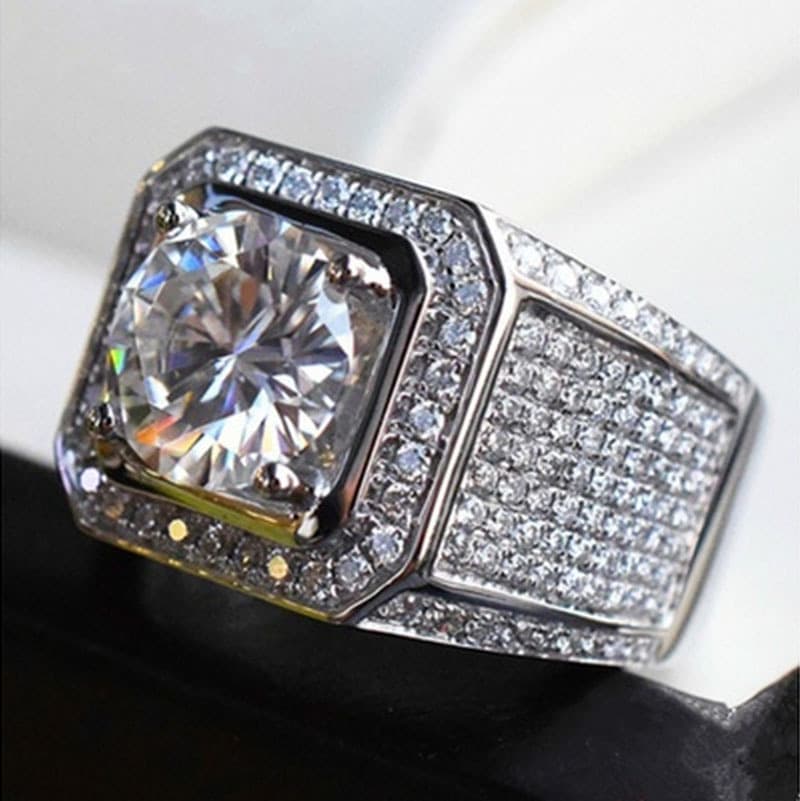Anillo de diamante para hombre con micropavé completo