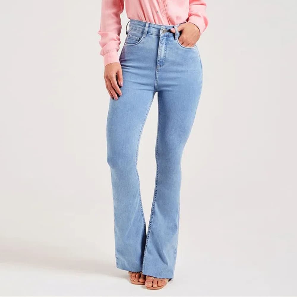 Pantalones acampanados slim fit elásticos de algodón