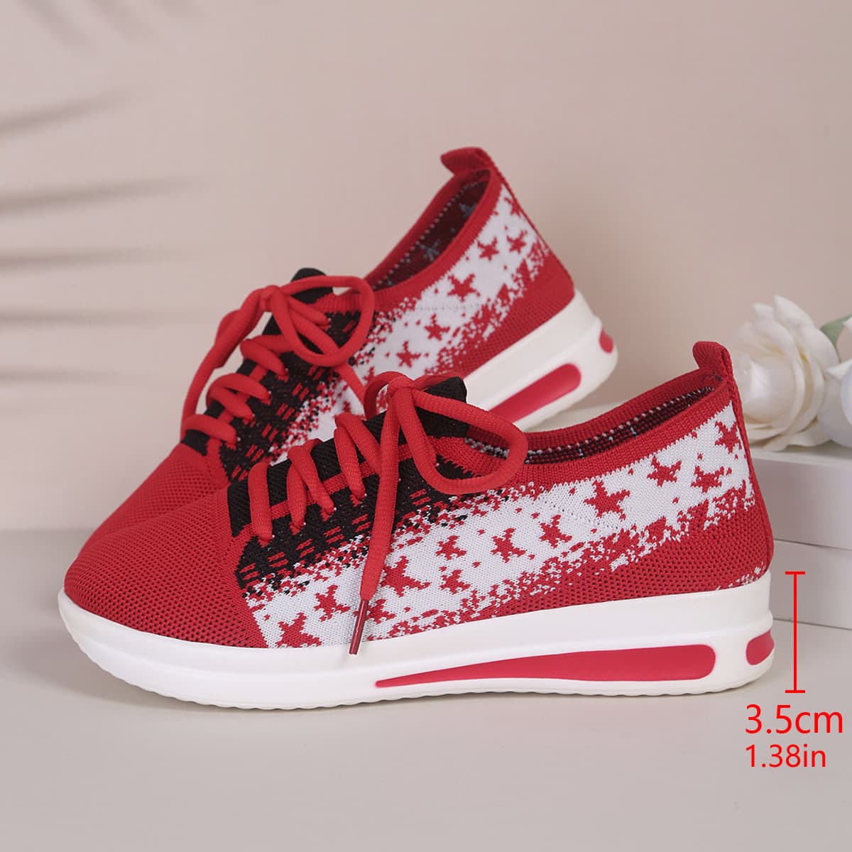 Tenis de malla mujer con diseño de estrellas, ligeros y cómodos