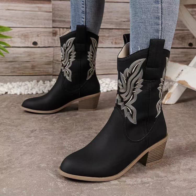 Botas de invierno con tacón robusto para mujer