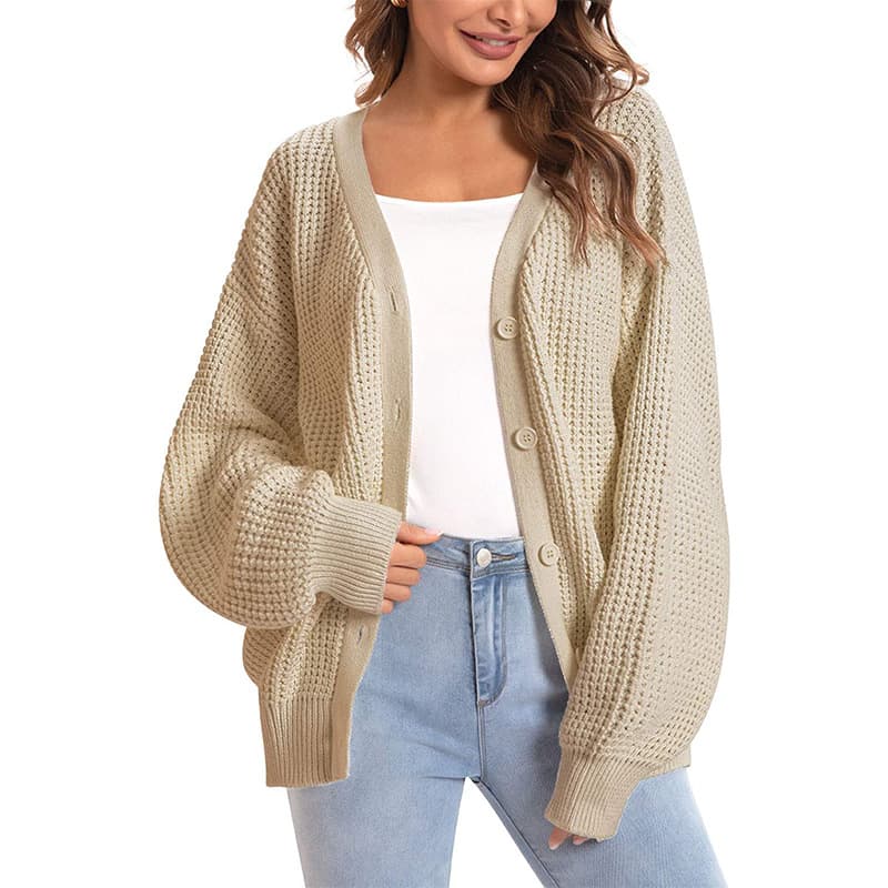 Cardigan tejido para mujer con cuello en V