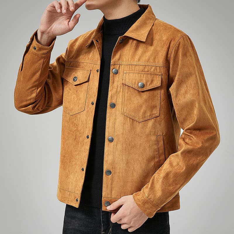 Chaqueta casual de hombre con tela de gamuza