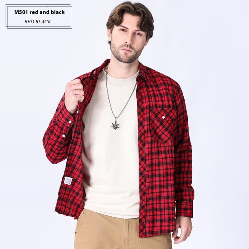 Camisa de franela cuadros estilo vintage para hombre