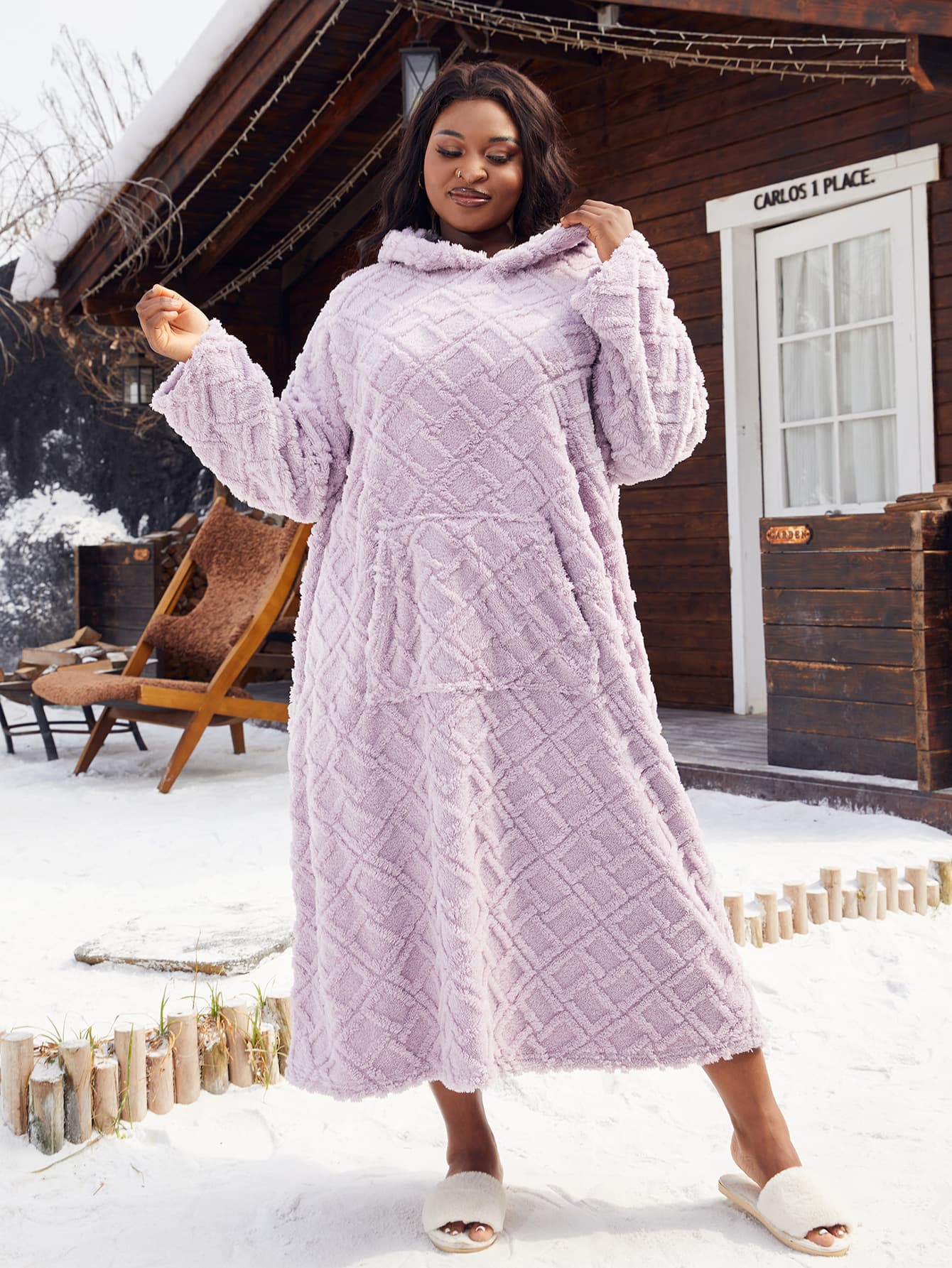 Pijama pullover talla grande cálido y acogedor