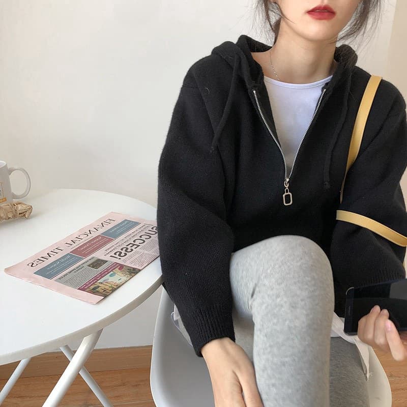 Abrigo cardigan con capucha de cachemira holgado elegante