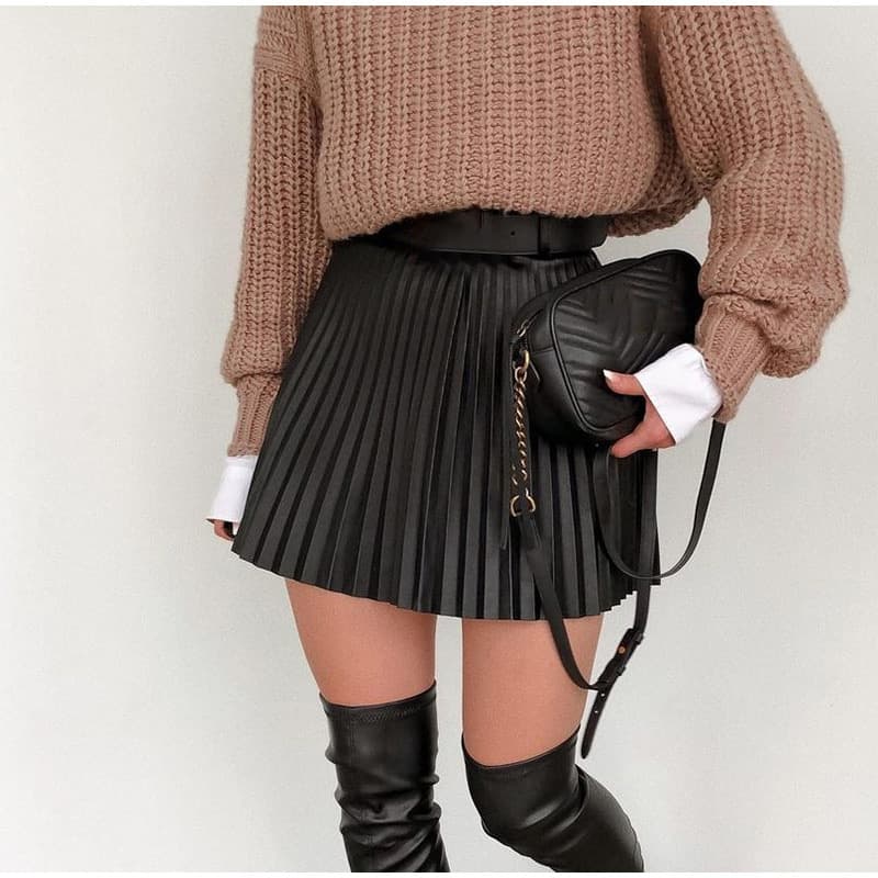 Falda plisada casual para mujer