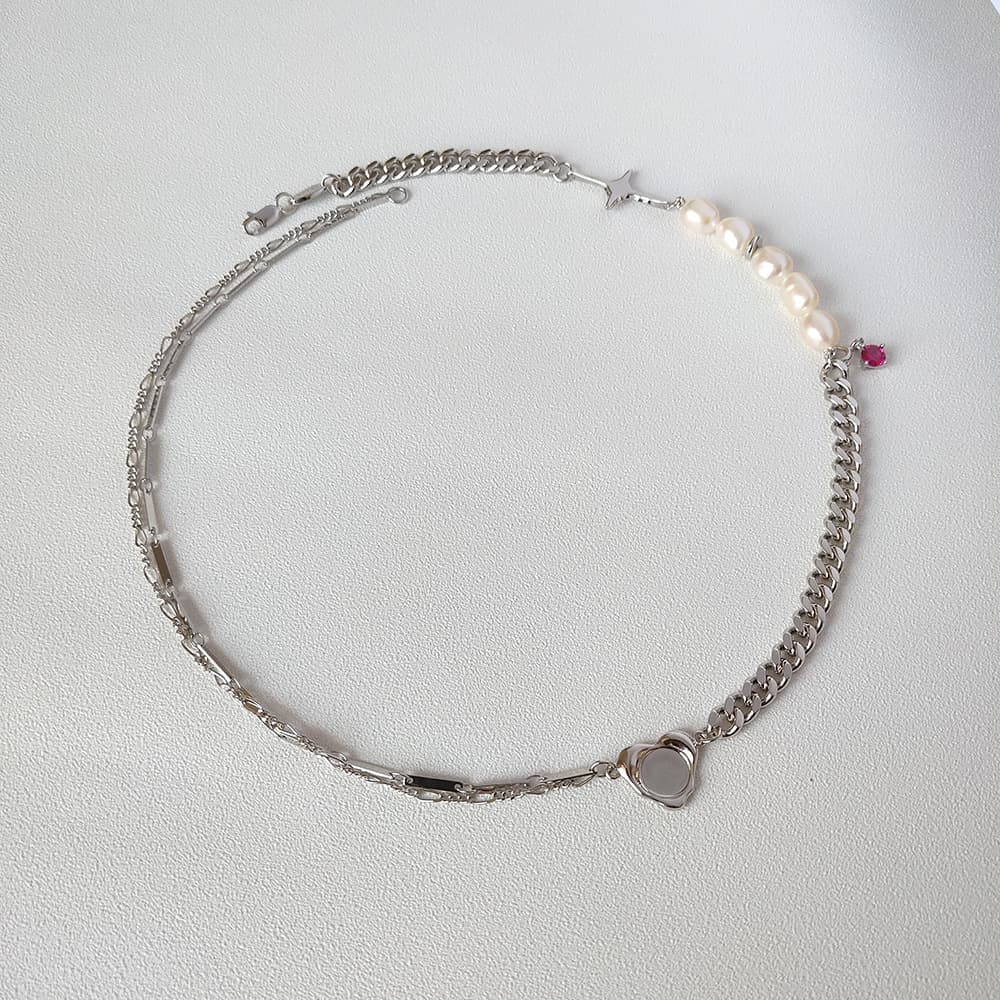 Collar de perlas de agua dulce con cadena ondulante