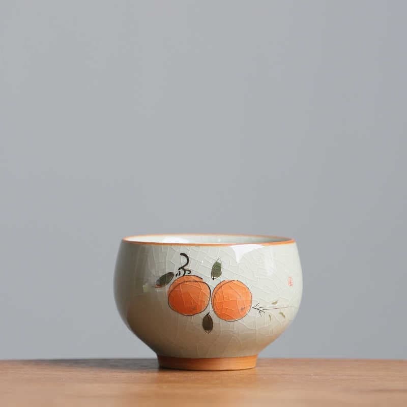 Juego de té de cerámica con pintura artesanal y grietas