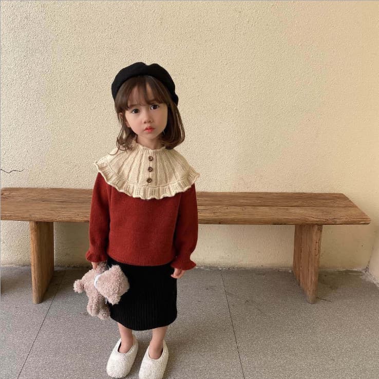 Suéter tejido niña para otoño e invierno grueso