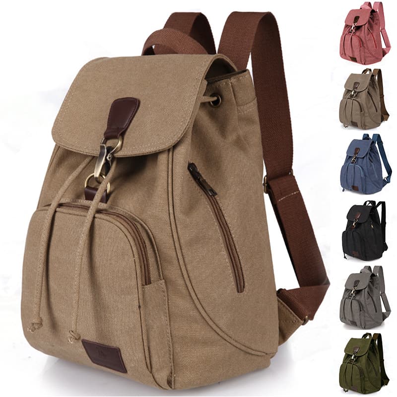 Mochila de lona vintage para estudiantes