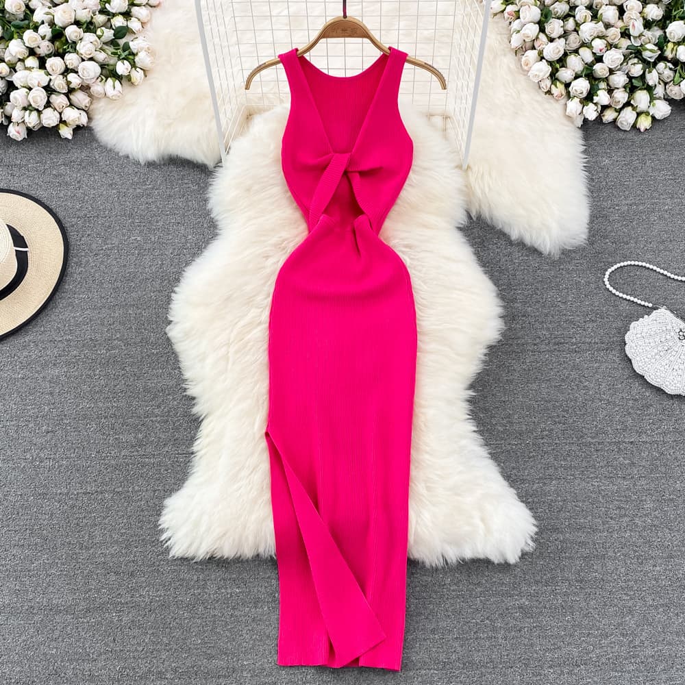 Vestido calado reversible, sin mangas, cintura alta