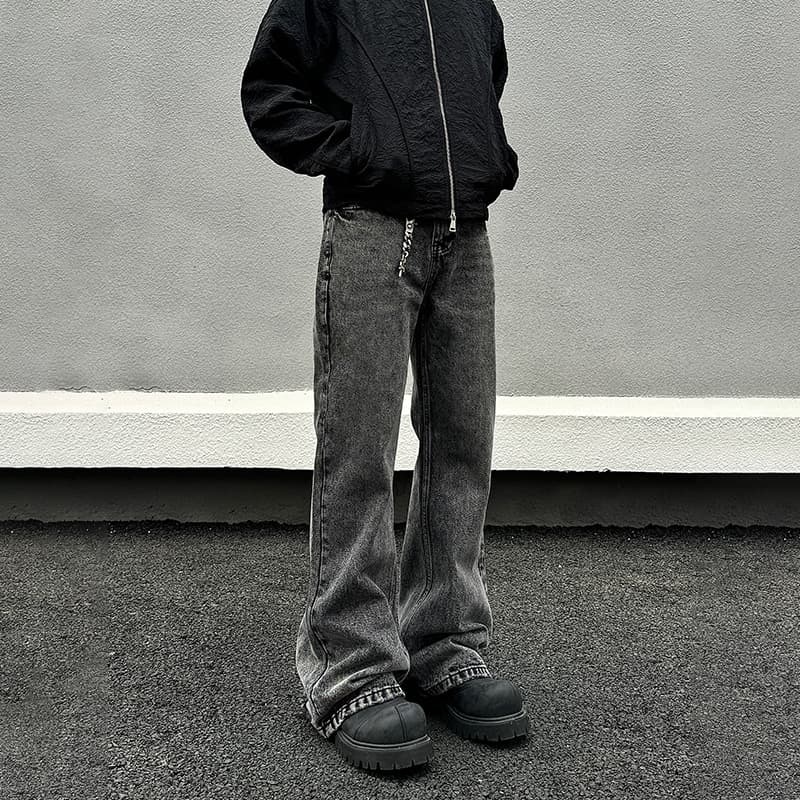 Jeans gris desgastado skinny para hombre