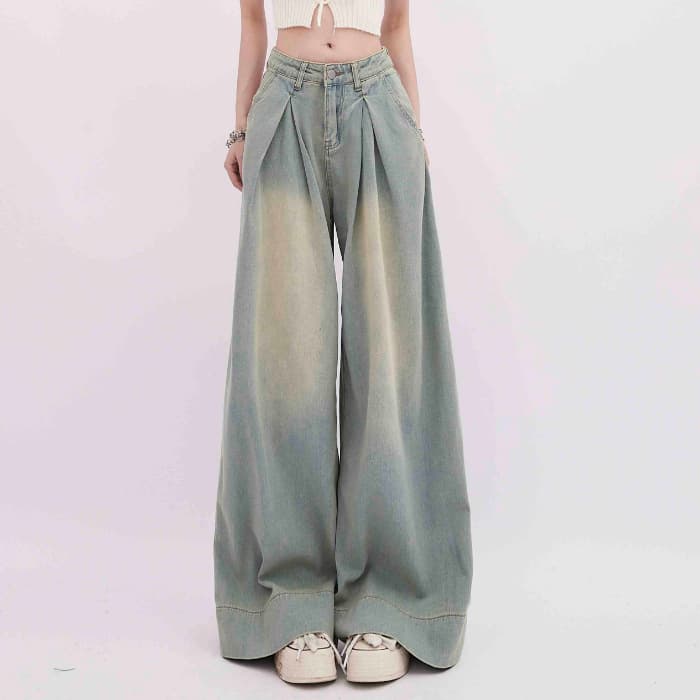 Jeans sueltos de mujer estilo retro americano desgastado