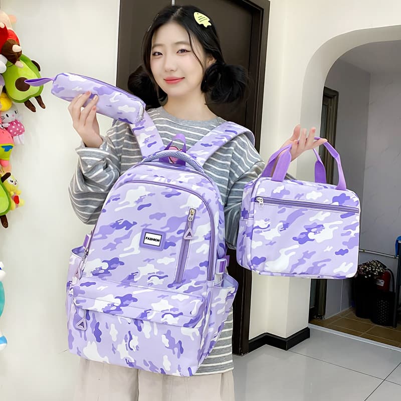 Mochila escolar de gran capacidad con tres piezas para niñas