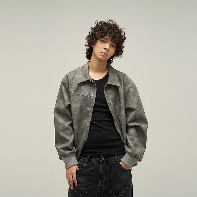 Chaqueta estilo retro americano marrón para hombre