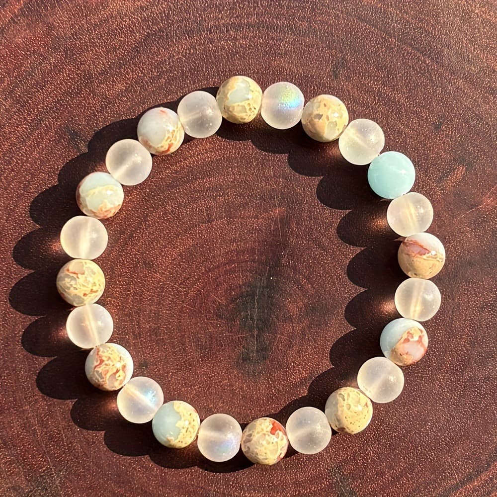Pulsera tejida ajustable de piedra mineral natural