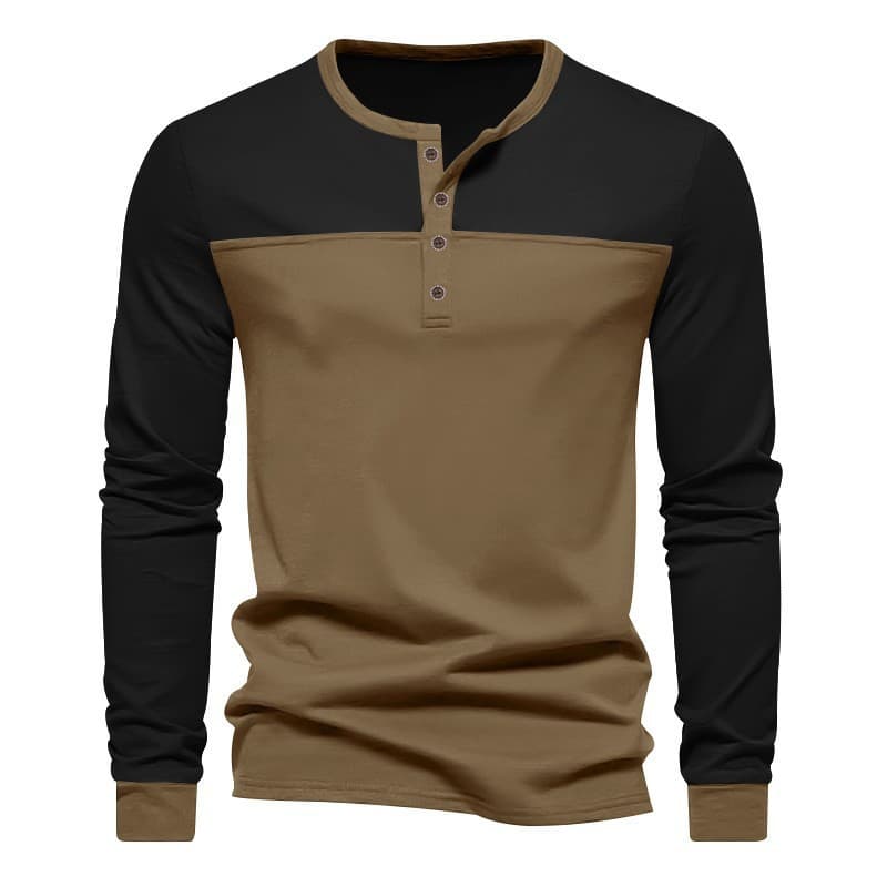 Playera retro manga larga con cuello Henley
