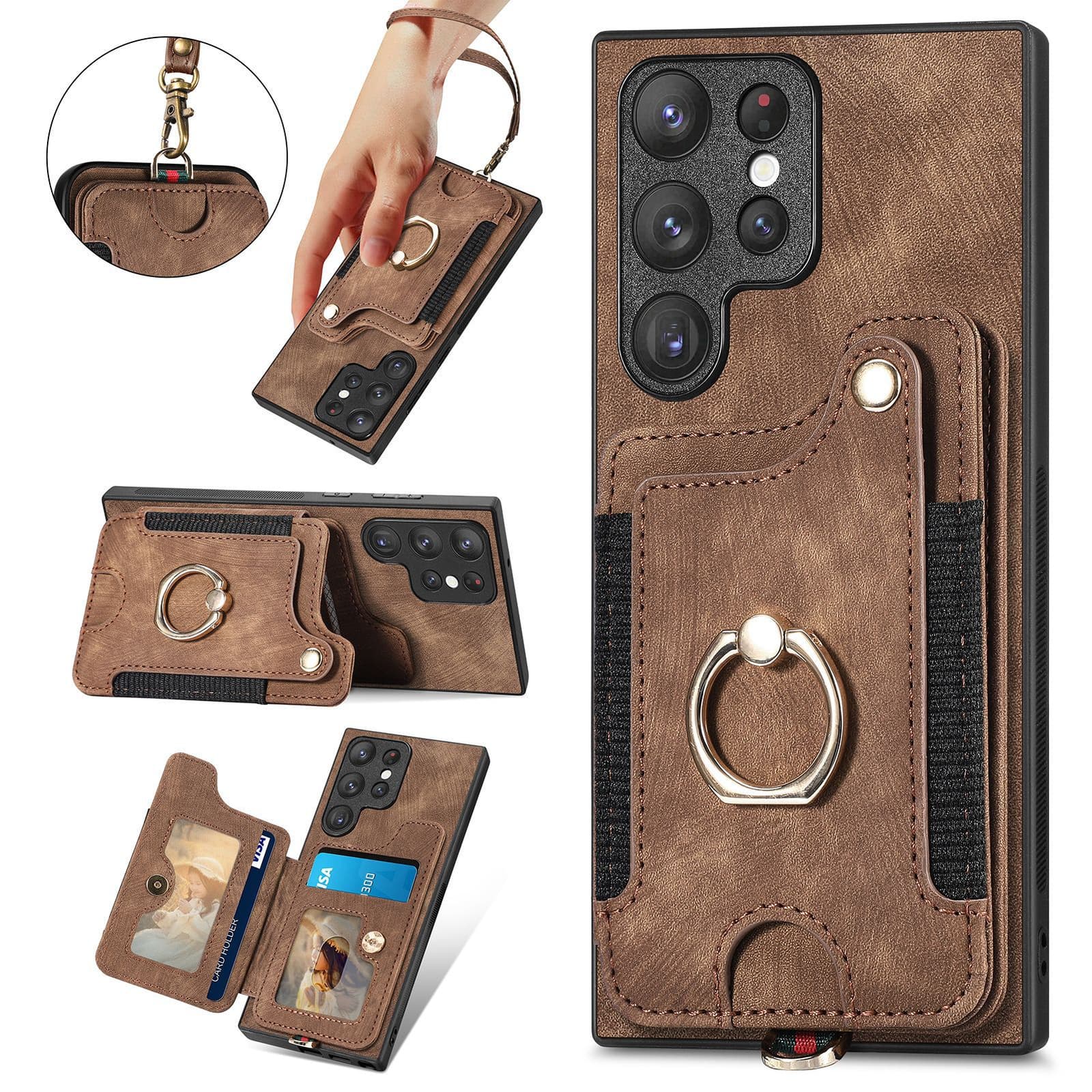 Funda para teléfono con soporte y portacédulas