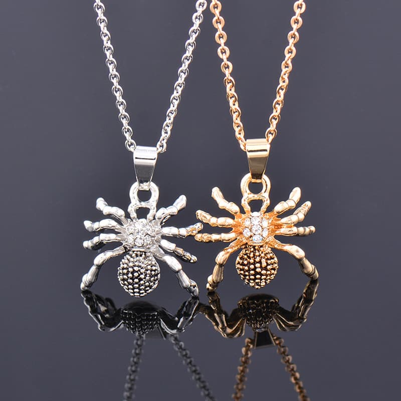 Collar araña de acero titanio con brillantes